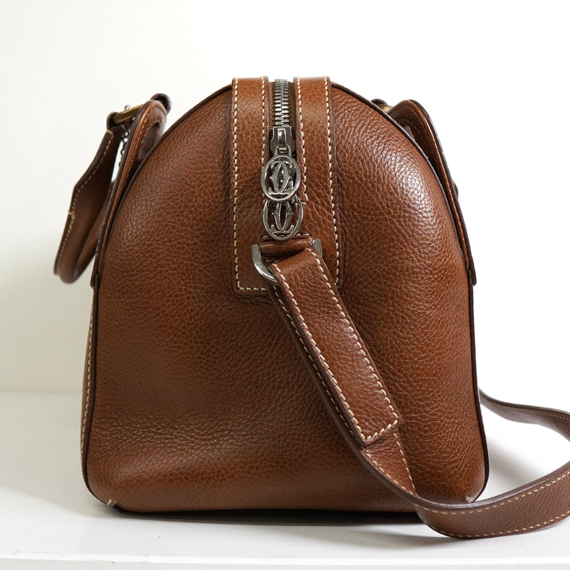 カルティエ マルチェロ レザー 2way ハンドバッグ ショルダーバッグ ブラウン