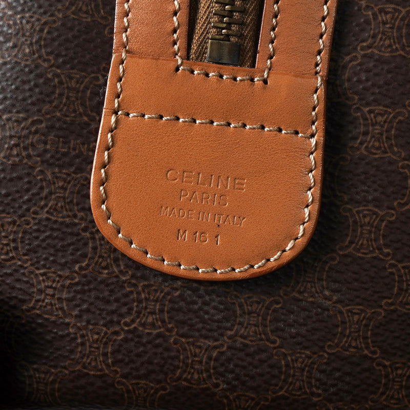 セリーヌ マカダム PVC レザー ミニボストンバッグ ハンドバッグ ブラウン