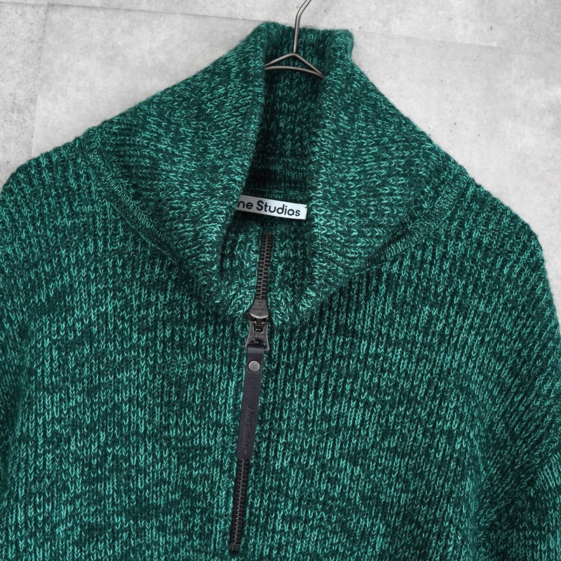 アクネ ストゥディオズ ハーフジップ ハイネック ニット グリーン