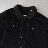 リーバイス SHERPA LINED TRUCKER JACKET コーデュロイ襟 ボアジャケット ブラック メンズ