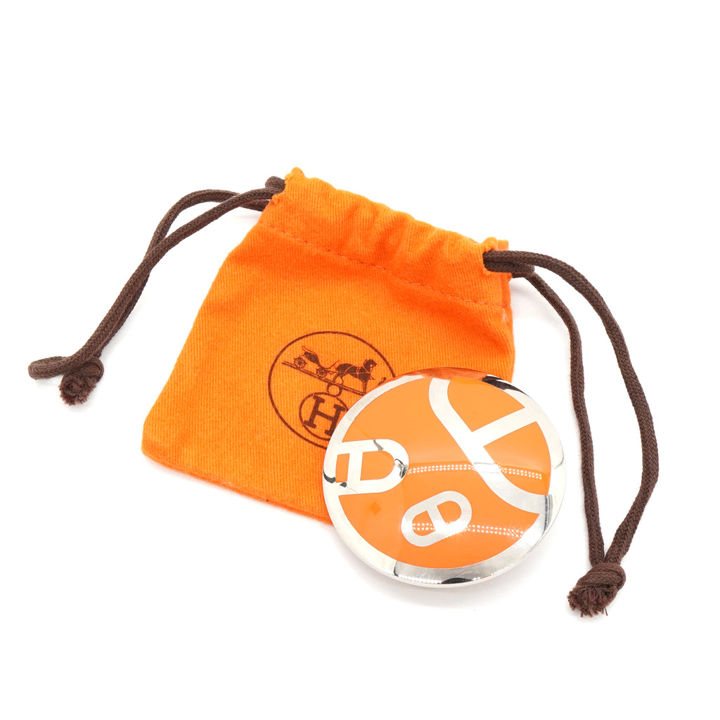 エルメス シェーヌダンクル スカーフリング オレンジ / シルバー