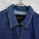 バレンティノ ジーンズ ヴィンテージ Vロゴ ボタン 刺繍 デニムジャケット ブルー