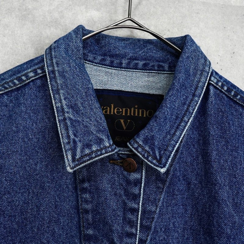 バレンティノ ジーンズ ヴィンテージ Vロゴ ボタン 刺繍 デニムジャケット ブルー