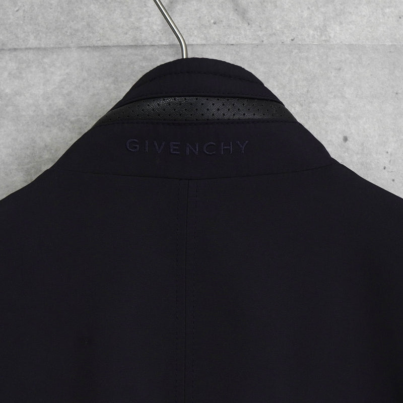 ジバンシィ パンチング フェイクレザー切り替え メンズ ナイロンジャケット ダークネイビー