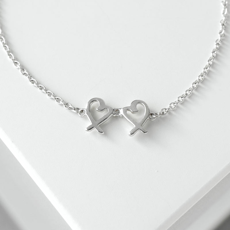 ティファニー ダイヤモンド ダブル ラビングハート ブレスレット シルバー925 レディース