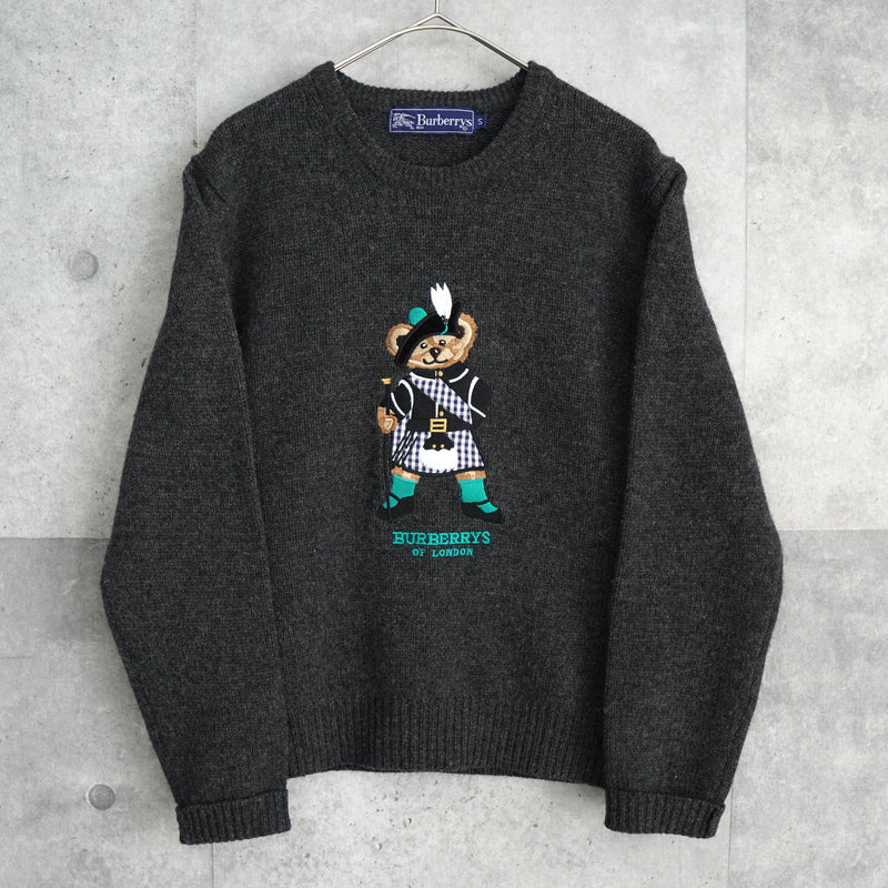 バーバリー ヴィンテージ テディベア 刺繍 ニット レディース グレー