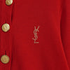 イヴサンローラン ヴィンテージ YSLロゴ 金ボタン コットン カーディガン レッド レディース