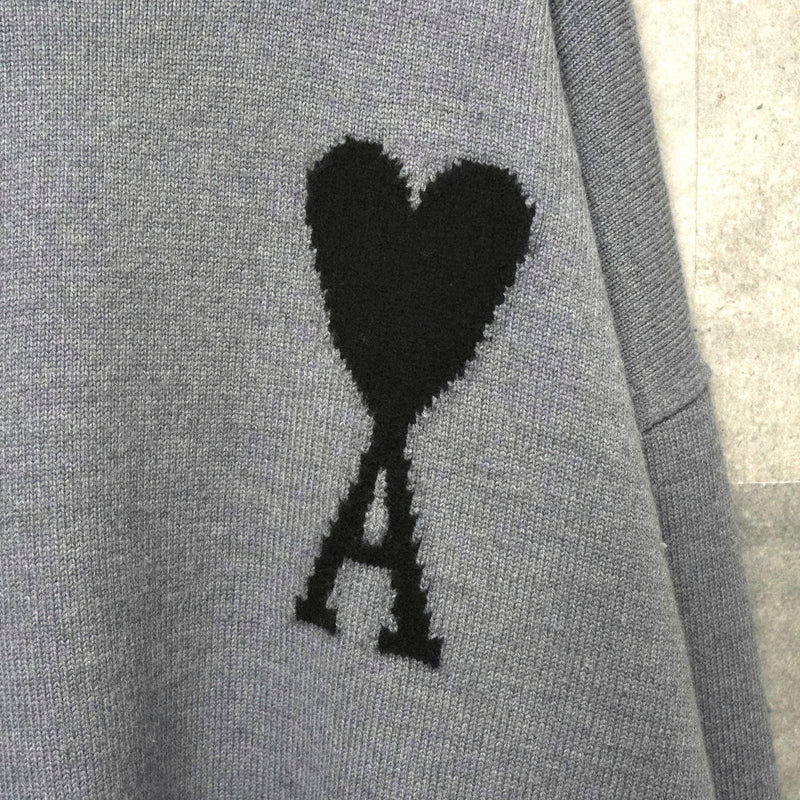 アミパリ アミ パリス ハートロゴ タートルネック ニット グレー