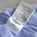 プラダ ロゴ 刺繍 クロップド 半袖シャツ ブルー レディース