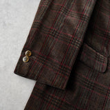 イヴサンローラン ヴィンテージ YSLロゴ ボタン チェック柄 ベロア テーラードジャケット ブラウン