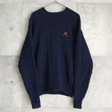 ポロ ゴルフ ラルフローレン ワンポイント ロゴ ケーブル編み ニット ネイビー