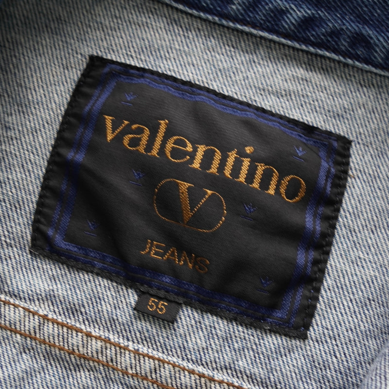 バレンティノ ジーンズ ヴィンテージ Vロゴ ボタン 刺繍 デニムジャケット ブルー