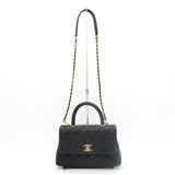 シャネル ココハンドルXS ターンロック マトラッセ キャビアスキン 2way ハンドバッグ ショルダーバッグ ブラック 2番台8桁