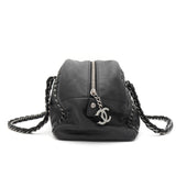 シャネル ココマーク ラグジュアリーライン レザー チェーン ショルダーバッグ ボーリングバッグ ブラック 1番台8桁