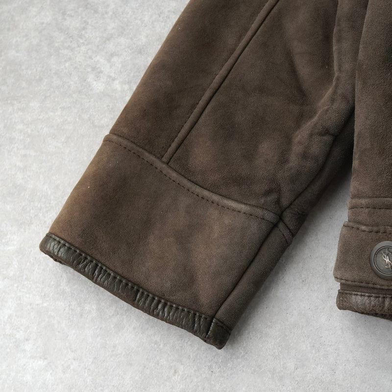 イヴサンローラン ヴィンテージ YSLロゴ ボタン ムートン ジャケット ブラウン