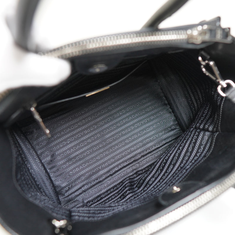 プラダ レザー ビジュー スタッズ 2way ハンドバッグ ショルダーバッグ ブラック