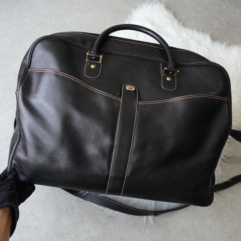 Dunhill Leather 2-Way Boston Bag in Black