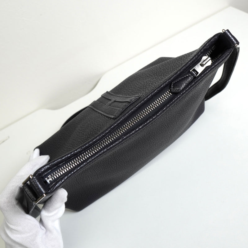 エルメス ベルランゴPM Hロゴ トゴ ショルダーバッグ ネイビー □E刻