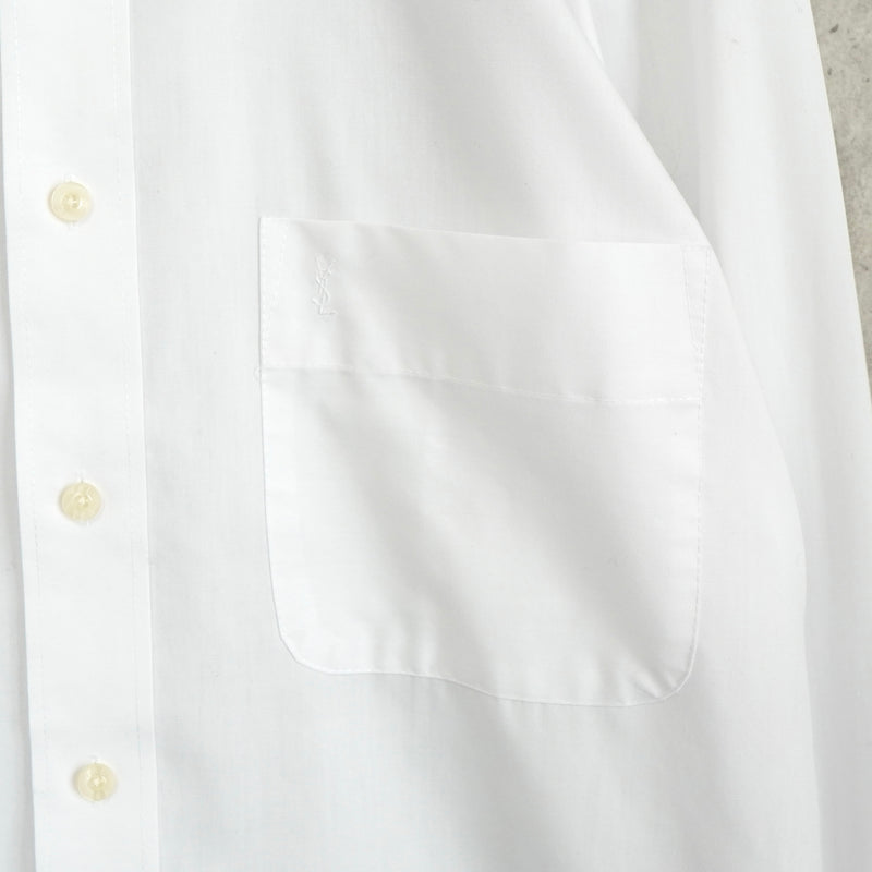 イヴサンローラン YSLロゴ 刺繍 長袖シャツ ホワイト