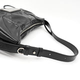 Half Shirring Ribbon Round Bag マーティン キム ロゴプレート リボン ワンショルダーバッグ ブラック