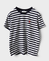 アミパリ アミ パリス ハートロゴ ボーダー Tシャツ ブラック ホワイト S メンズ レディース