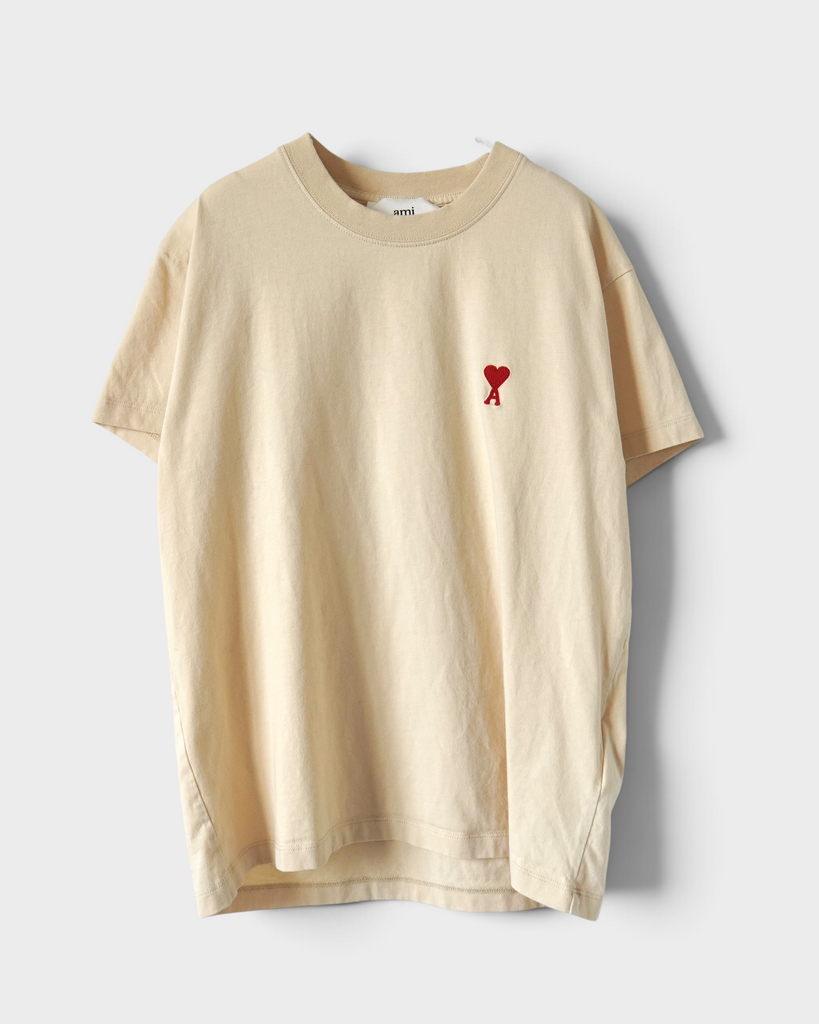 アミパリ アミ パリス ハートロゴ Tシャツ クリーム ベージュ XS レディース