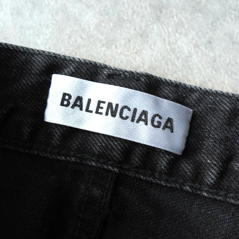 バレンシアガ ウォッシュ加工 デニム ブラック レディース