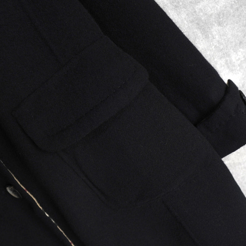 バーバリー ロンドン ノバチェック裏地 カシミア ウール ステンカラーコート レディース ブラック