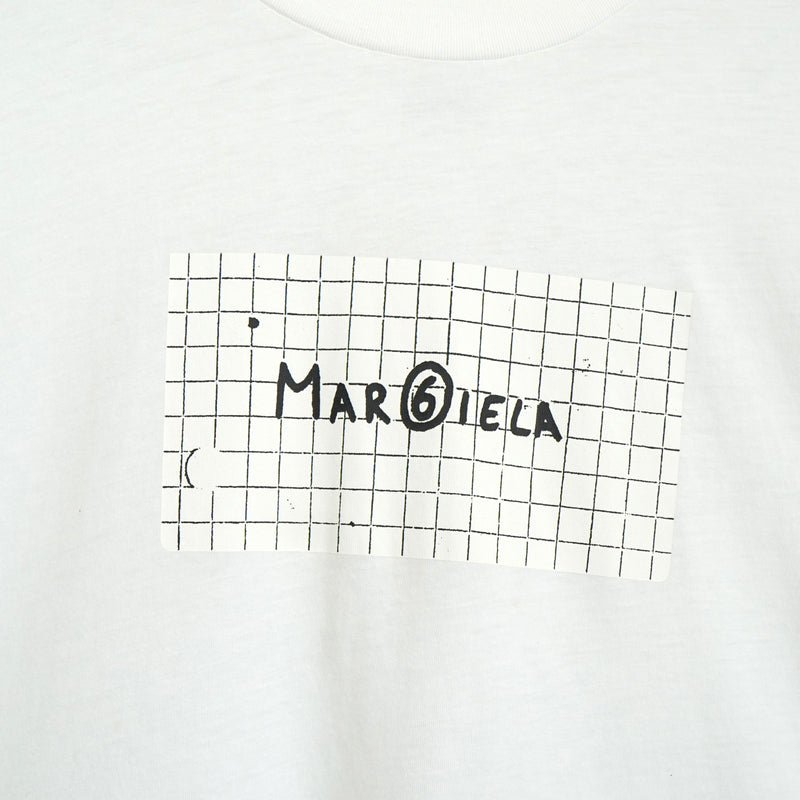 エムエムシックス メゾン マルジェラ ロゴプリント オーバーサイズ Tシャツ ホワイト