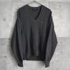 イヴ サンローラン ヴィンテージ Vネック YSLロゴ ニット グレー