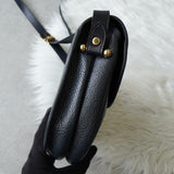 Christian Dior CD logo gold hardware leather shoulder bag navy