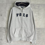 ポロ ラルフローレン フェルトロゴ フルジップ パーカー ライトグレー