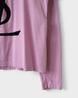 イヴ サンローラン ヴィンテージ ベロア YSLロゴ 長袖Tシャツ ロンT ピンク パープル S レディース