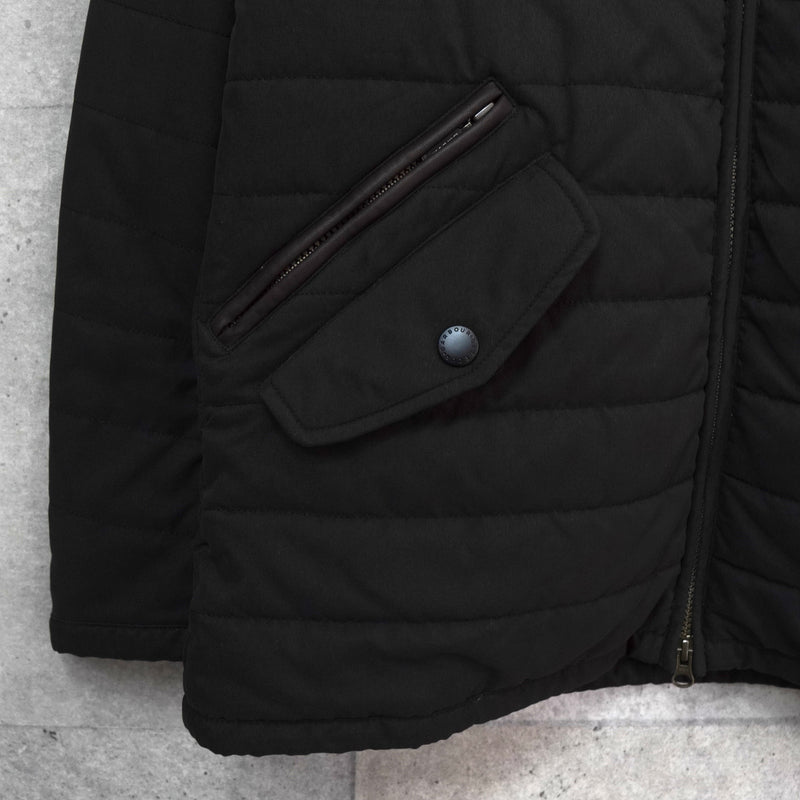 バブアー スエード切り替え キルティングジャケット ブラック