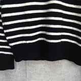 アミパリ アミ パリス ハートロゴ ボーダー タートルネック ニット ブラック / ホワイト