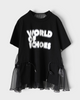 サカイ シフォン 異素材 ドッキング Tシャツ ブラック サイズ2 レディース
