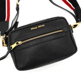 ミュウミュウ ロゴ レザー ショルダーバッグ ブラック レディース