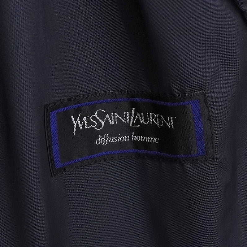 イヴ サンローラン ヴィンテージ ウールコート ステンカラーコート ネイビー