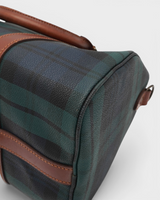 ポロ ラルフローレン チェック柄 PVC レザー ミニボストンバッグ ハンドバッグ グリーン ブラウン レディース