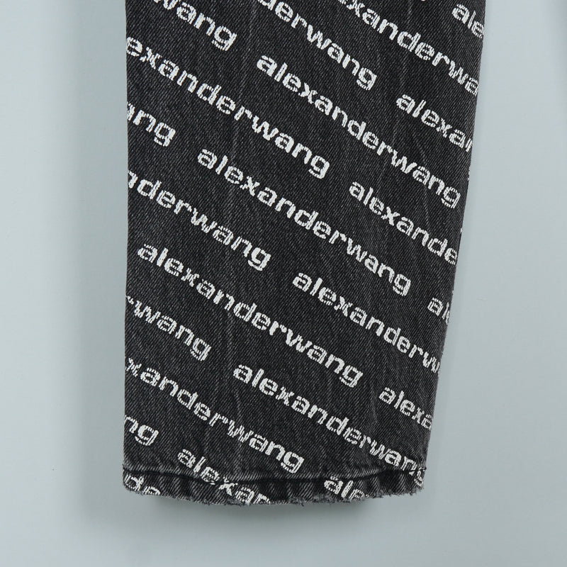 アレキサンダー ワン ロゴ 総柄 デニム ブラック レディース