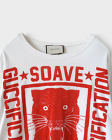 グッチ プリント Tシャツ ホワイト レッド XS レディース