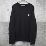 メゾン キツネ フォックスロゴ ニット グレー