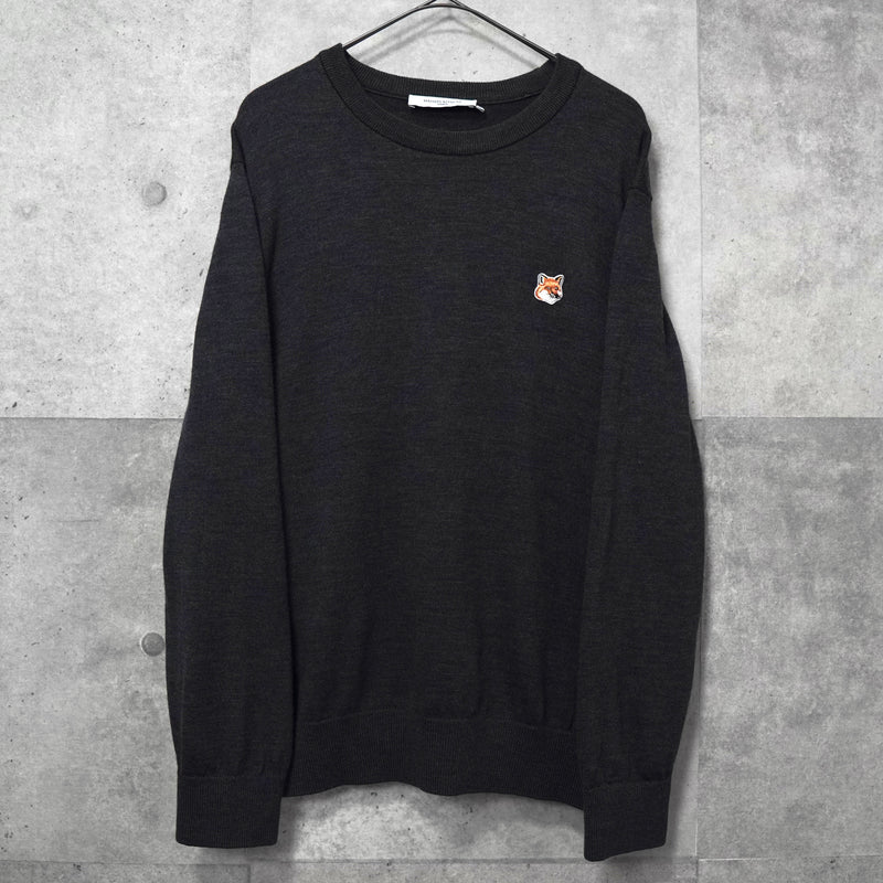 メゾン キツネ フォックスロゴ ニット グレー