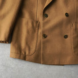 イヴ サンローラン ヴィンテージ YSLロゴ ボタン ウール ダブル テーラードジャケット キャメル メンズ