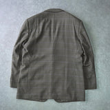 イヴサンローラン YSLロゴ ボタン 千鳥格子柄 ウール テーラードジャケット カーキ