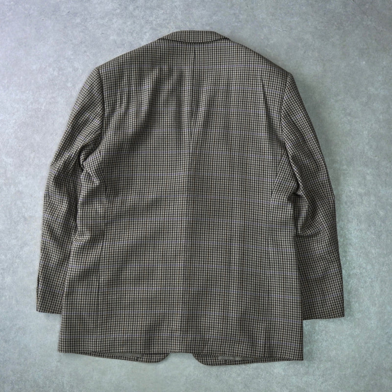 イヴサンローラン YSLロゴ ボタン 千鳥格子柄 ウール テーラードジャケット カーキ
