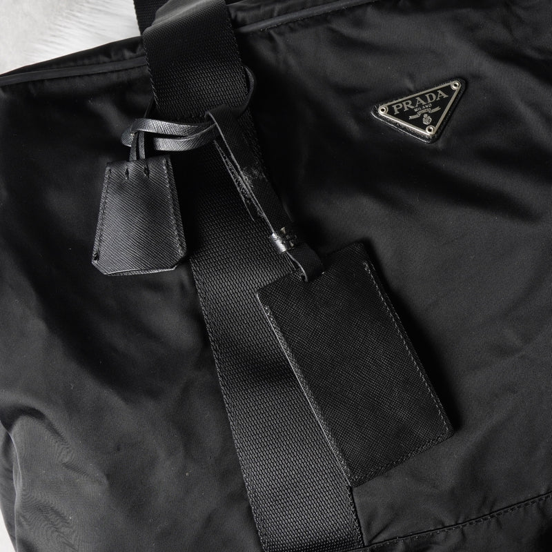 プラダ テスート ポコノ ナイロン / サフィアーノレザー 2way ボストンバッグ ブラック