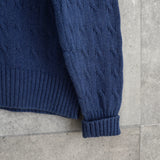 ポロ ラルフローレン ポニーロゴ ケーブル編み ニット ブルー