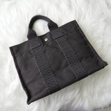 Hermes Foult PM Canvas Handbag Black/Grey