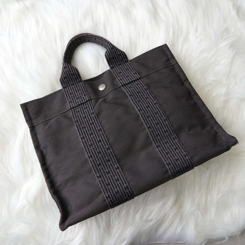 Hermes Foult PM Canvas Handbag Black/Grey